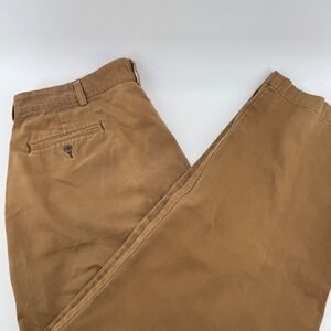 VTG Polo Ralph Lauren Andrew Pant Mens 38x30 Cotton Twill Camel Pleated Chinos